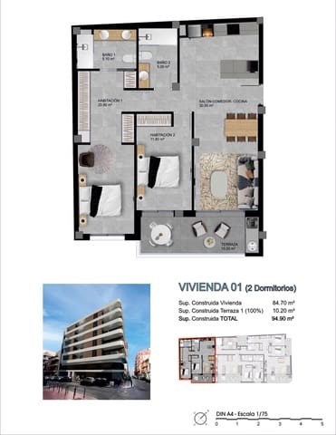 2 Zimmer Apartment zu verkaufen in Gran Playa, Santa Pola - 302.315 € (Ref: 9983733)