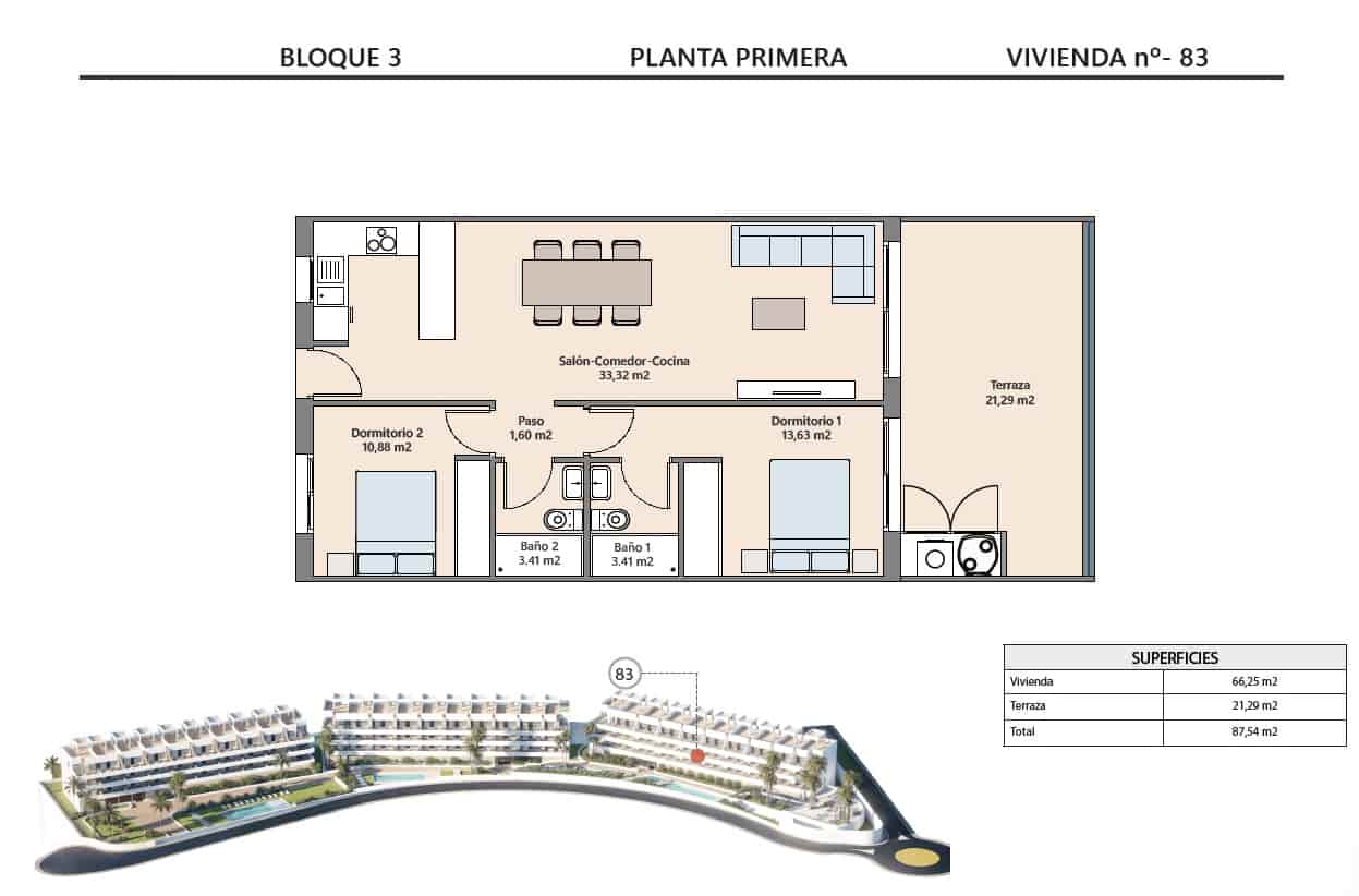 2 soveværelse Lejlighed til salg i Finestrat med swimmingpool - € 319.900 (Ref: 9989845)