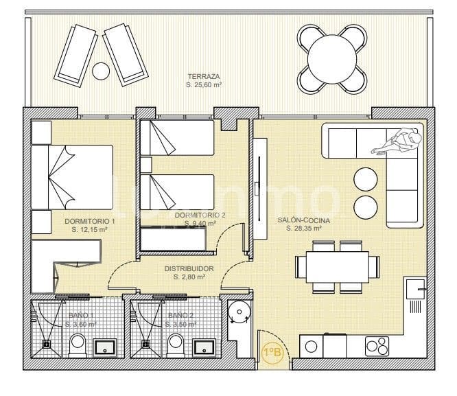 2 sypialnia Apartament na sprzedaż w Finestrat z basenem garażem - 335 000 € (Ref: 10079355)
