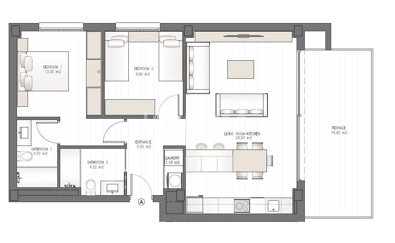 2 soveværelse Lejlighed til salg i Ibiza by med swimmingpool garage - € 1.004.410 (Ref: 10079644)