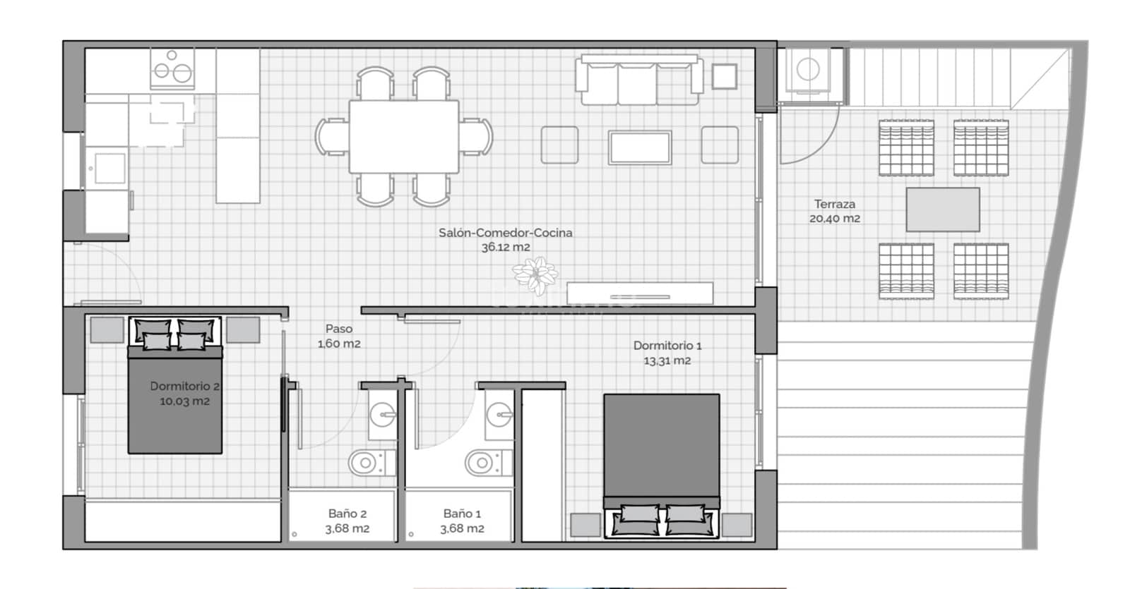 2 soveværelse Penthouse til salg i Finestrat med swimmingpool - € 389.000 (Ref: 10167171)
