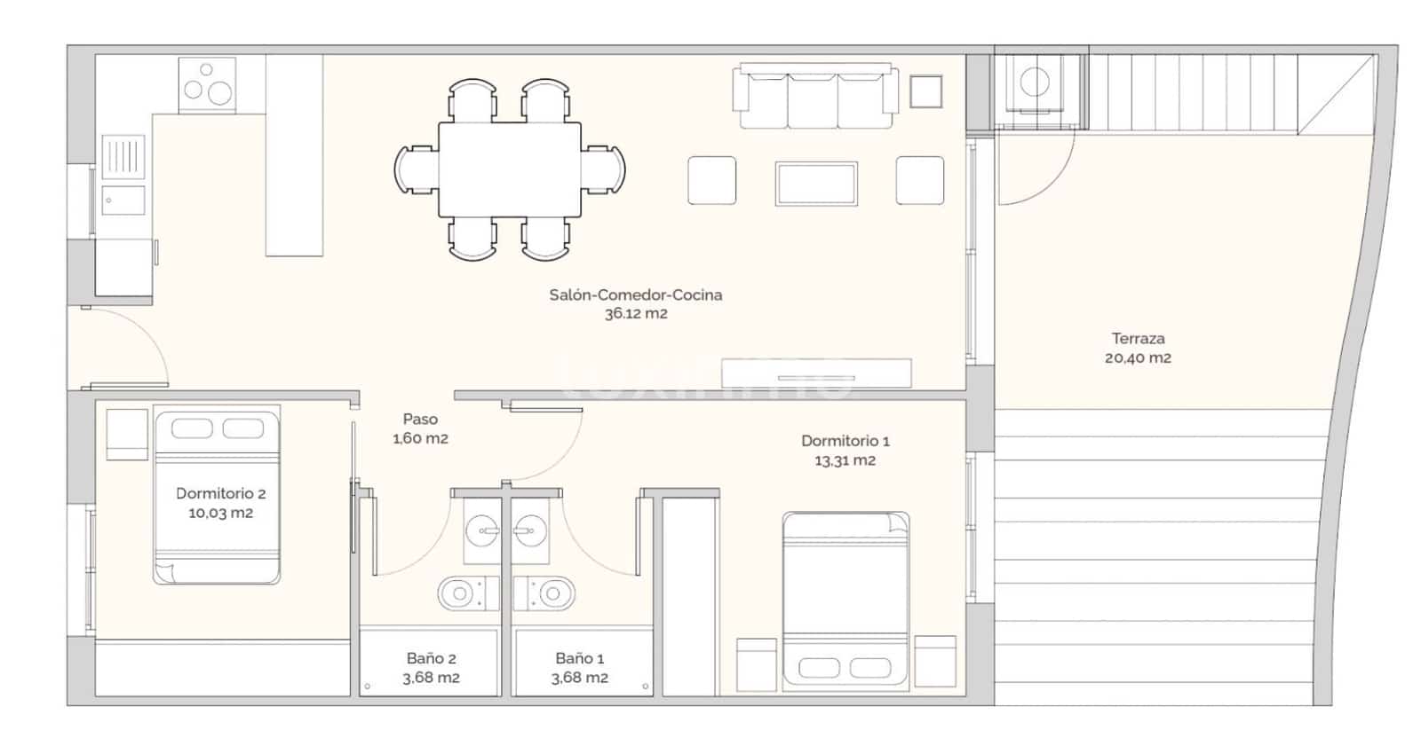 2 makuuhuone Kattohuoneisto myytävänä paikassa Finestrat mukana uima-altaan - 359 900 € (Ref: 8709976)