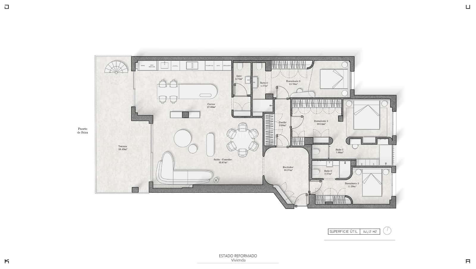 3 soveværelse Penthouse til salg i Ibiza by med swimmingpool garage - € 3.050.000 (Ref: 9597186)