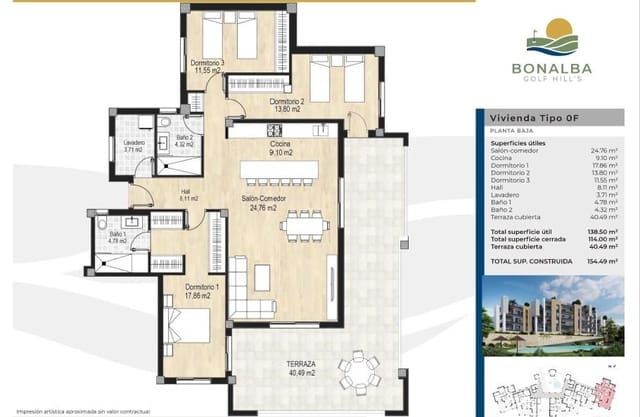 Apartamento de 3 habitaciones en Muchamiel / Mutxamel en venta con piscina garaje - 399.600 € (Ref: 9640569)