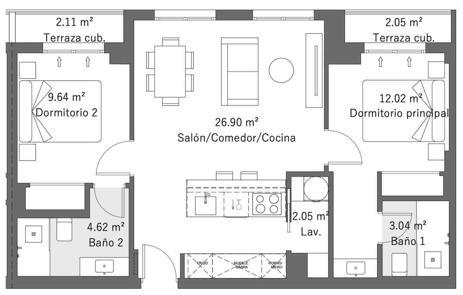 2 soveværelse Lejlighed til salg i Malaga by med swimmingpool - € 438.080 (Ref: 9159560)