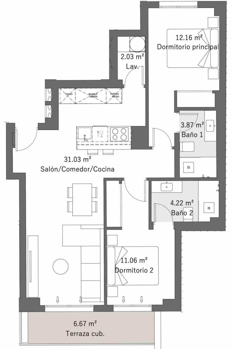 2 slaapkamer Appartement te koop in Malaga stad met zwembad - € 577.790 (Ref: 9226796)