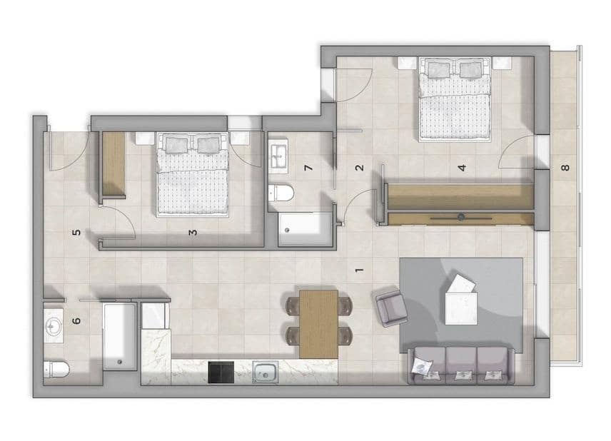 Piso de 2 habitaciones en Santa Eulalia / Santa Eularia en venta con piscina garaje - 649.000 € (Ref: 9901580)