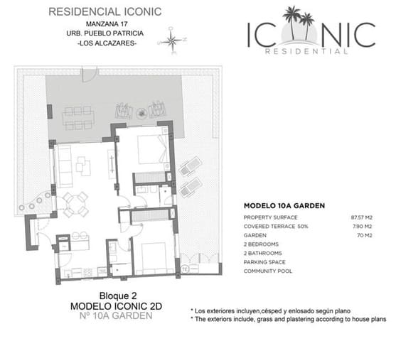 2 makuuhuone Huoneisto myytävänä paikassa Los Narejos, Los Alcázares mukana 
autotalli - 365 000 € (Ref: 9791212)