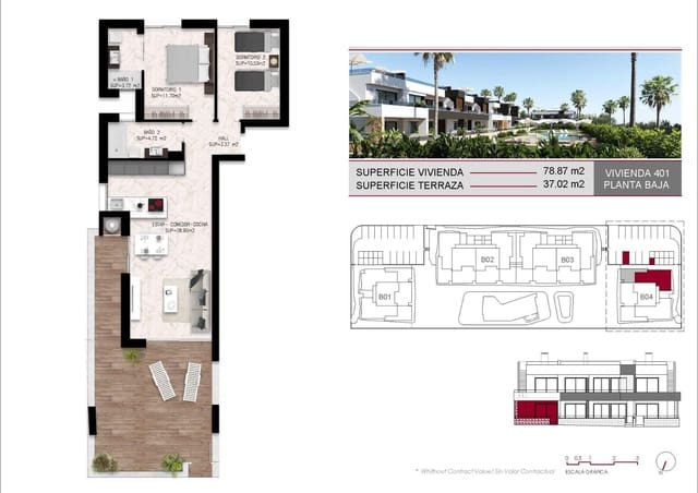 2 soveværelse Bungalow til salg i Ciudad Quesada, Rojales med swimmingpool - € 314.000 (Ref: 9976499)
