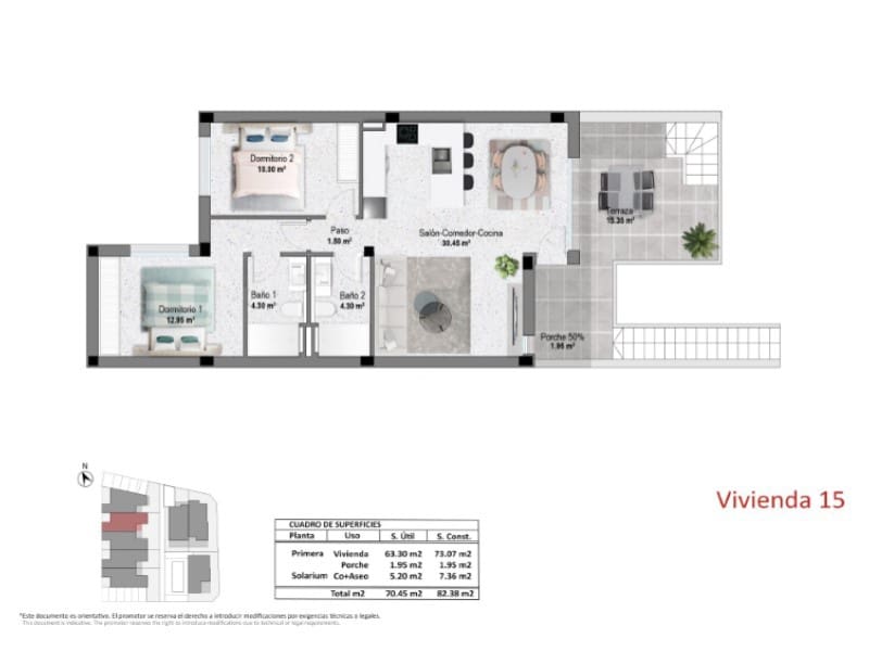 2 bedroom Bungalow for sale in Pilar de la Horadada - € 314,900 (Ref: 10005348)