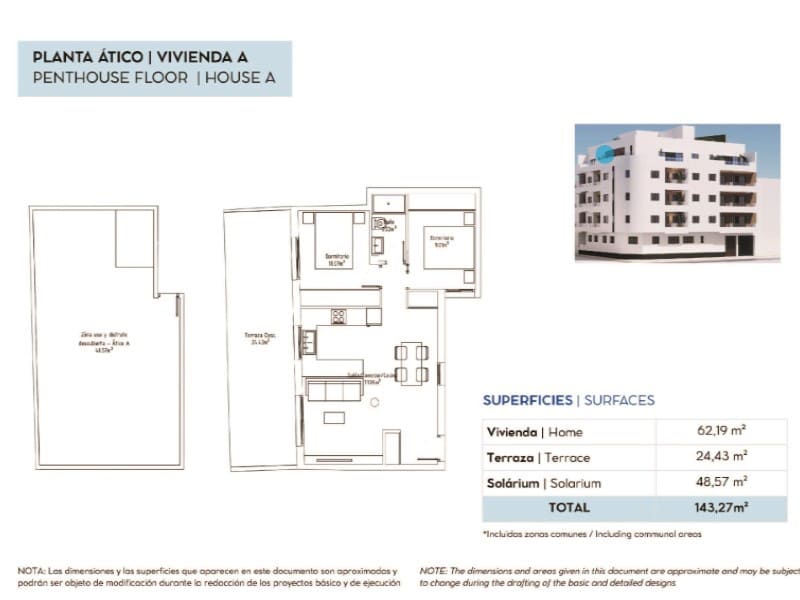 2 makuuhuone Kattohuoneisto myytävänä paikassa Torrevieja - 280 000 € (Ref: 10008871)