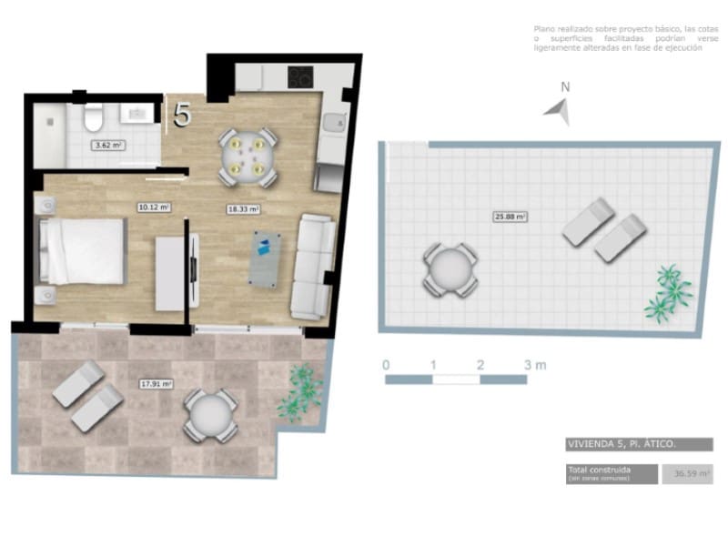 1 camera da letto Attico in vendita in Torrevieja con piscina - 229.000 € (Rif: 10044966)