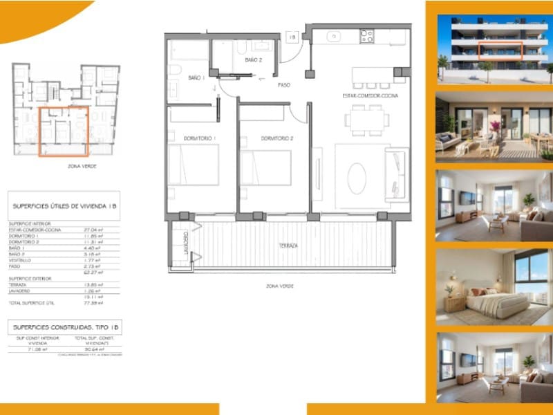 Apartamento de 2 habitaciones en Benijófar en venta con piscina - 284.900 € (Ref: 10044971)