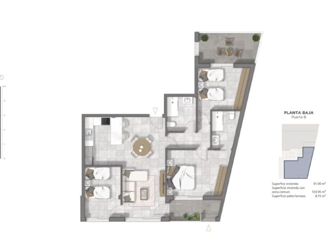 3 sovrum Lägenhet till salu i Las Viñas, Guardamar del Segura med pool garage - 334 000 € (Ref: 10168621)