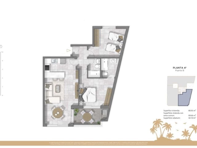 2 sovrum Takvåning till salu i Las Viñas, Guardamar del Segura med pool garage - 468 500 € (Ref: 10168623)
