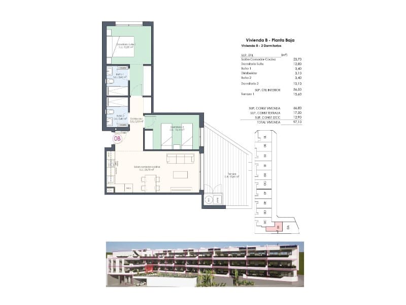 2 soveværelse Lejlighed til salg i Benijofar med swimmingpool - € 275.000 (Ref: 8397129)