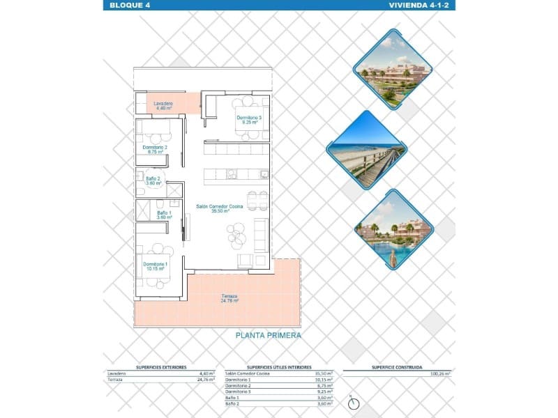 Apartamento de 3 habitaciones en Pilar de la Horadada en venta con piscina - 279.900 € (Ref: 8862207)