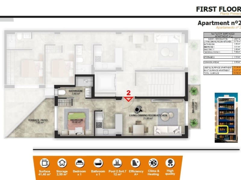 1 sovrum Lägenhet till salu i Torrevieja med pool - 199 000 € (Ref: 8968718)