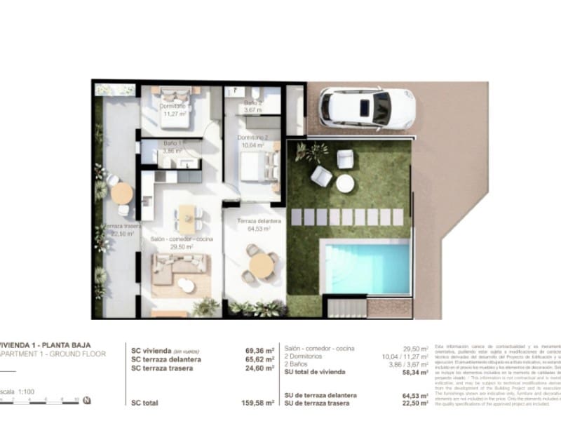 2 Zimmer Bungalow zu verkaufen in Lo Pagan mit Pool - 324.900 € (Ref: 9240207)