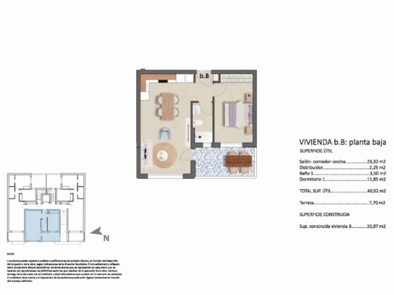 1 soverom Leilighet til salgs i Torre de la Horadada med svømmebasseng - € 245 900 (Ref: 9372462)