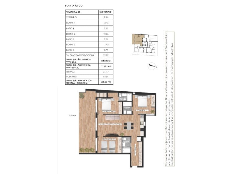 3 chambre Penthouse à vendre à Torrevieja avec piscine - 419 900 € (Ref: 9379233)