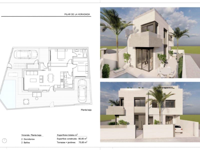 2 soveværelse Bungalow til salg i Pilar de la Horadada med swimmingpool - € 359.000 (Ref: 9446689)