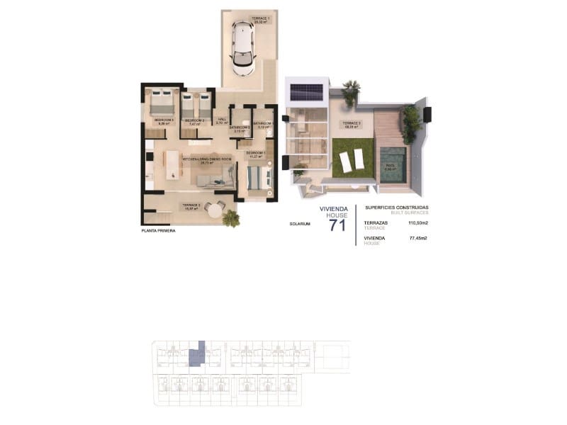 3 soveværelse Bungalow til salg i Pilar de la Horadada med swimmingpool - € 460.000 (Ref: 9571363)