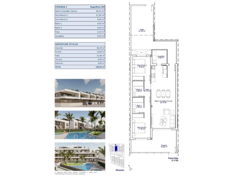 2 bedroom Apartment for sale in Pilar de la Horadada with pool - € 310,000 (Ref: 9670389)