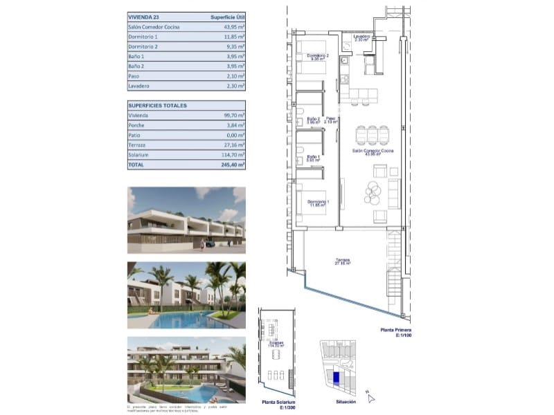 2 makuuhuone Bungalow myytävänä paikassa Pilar de la Horadada mukana uima-altaan - 425 000 € (Ref: 9670397)