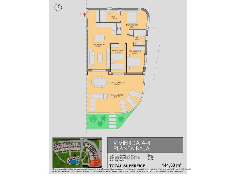 Apartamento de 3 habitaciones en Los Alcázares en venta con piscina - 349.900 € (Ref: 9735506)