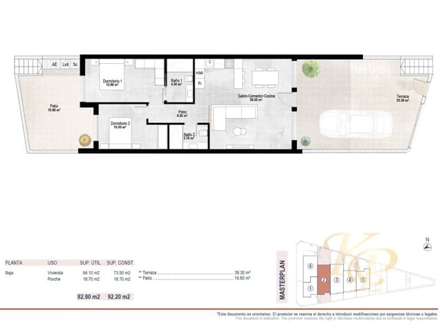 Bungalow de 2 habitaciones en Lo Pagan, San Pedro del Pinatar en venta con piscina - 239.900 € (Ref: 9772955)