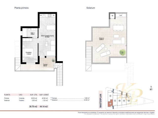 Bungalow de 1 habitación en Lo Pagan, San Pedro del Pinatar en venta con piscina - 159.900 € (Ref: 9772956)