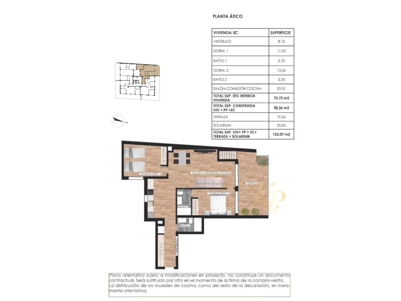 2 slaapkamer Penthouse te koop in Torrevieja met zwembad - € 349.000 (Ref: 9785122)