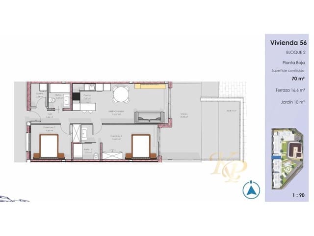 2 soverom Leilighet til salgs i El Edén, Guardamar del Segura med svømmebasseng - € 320 000 (Ref: 9799148)