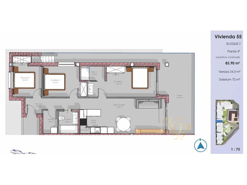 3 chambre Penthouse à vendre à Guardamar del Segura avec piscine - 395 000 € (Ref: 9799149)