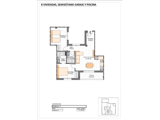 2 slaapkamer Appartement te koop in Lo Pagan, San Pedro del Pinatar met zwembad - € 267.400 (Ref: 9836496)
