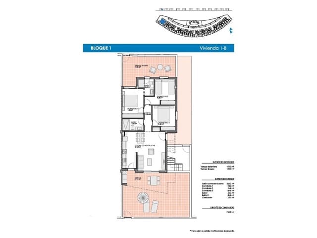 3 chambre Bungalow à vendre à Pilar de la Horadada ciudad, Pilar de la Horadada avec piscine - 284 900 € (Ref: 9849546)