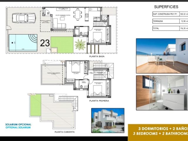 3 Zimmer Villa zu verkaufen in Vistabella, Orihuela mit Pool - 395.000 € (Ref: 9876029)