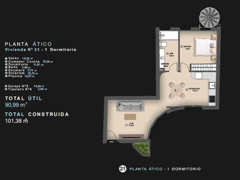 1 makuuhuone Kattohuoneisto myytävänä paikassa Torrevieja mukana uima-altaan - 320 000 € (Ref: 9876033)