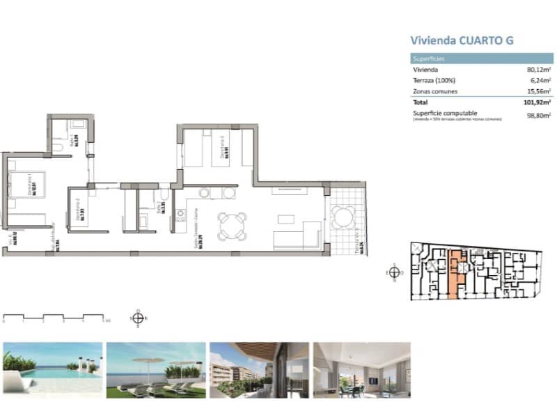 Ático de 3 habitaciones en Guardamar del Segura en venta con piscina - 431.000 € (Ref: 9894153)
