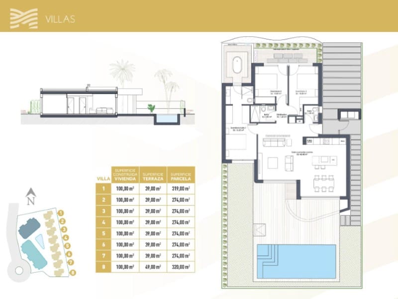 Chalet de 3 habitaciones en Los Alcázares en venta con piscina - 550.000 € (Ref: 9907026)