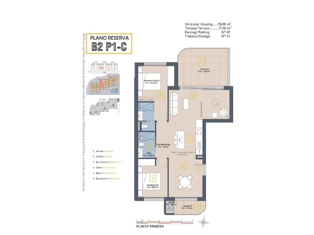 3 soveværelse Lejlighed til salg i Las Lomas de Rame - Bahía Bella, Los Alcázares med swimmingpool - € 319.900 (Ref: 9998515)