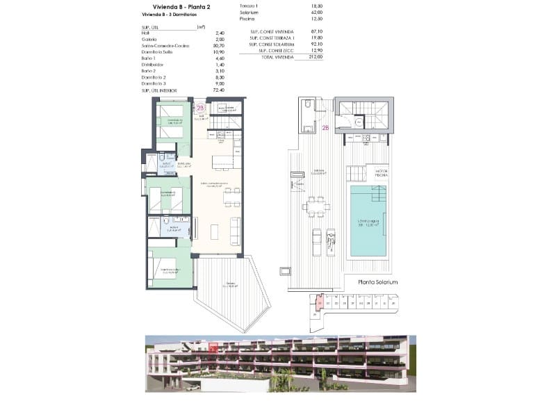 3 Zimmer Penthouse zu verkaufen in Benijofar mit Pool - 425.000 € (Ref: 9998519)