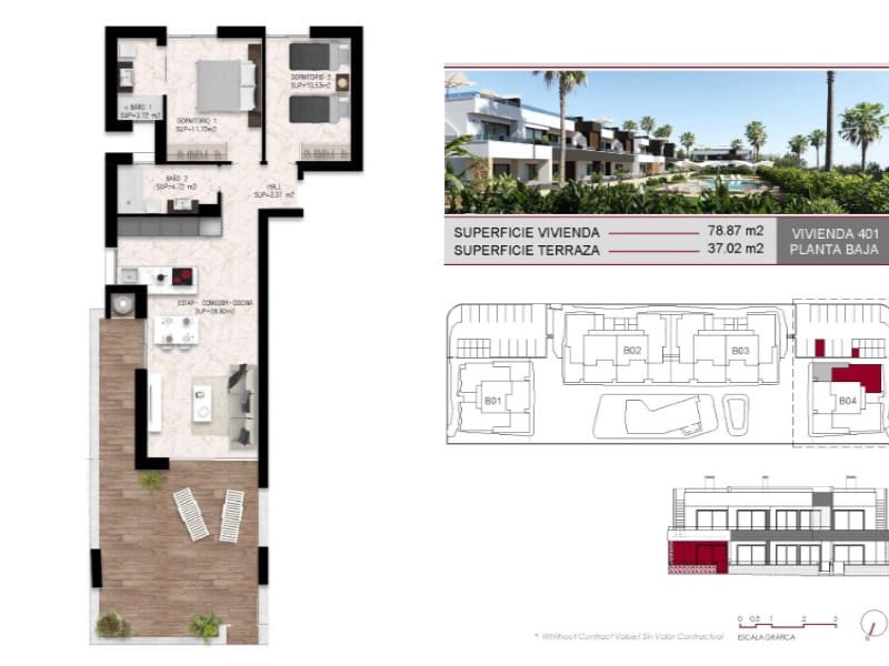 2 bedroom Bungalow for sale in Rojales with pool - € 314,000 (Ref: 9998526)