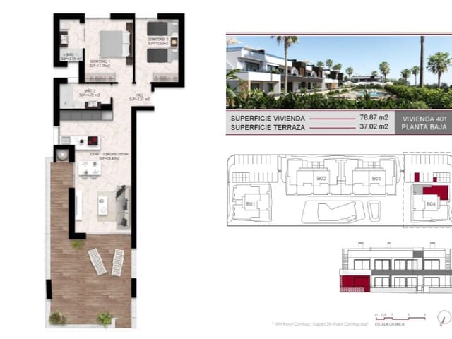 2 bedroom Bungalow for sale in Ciudad Quesada, Rojales with pool - € 314,000 (Ref: 9998526)