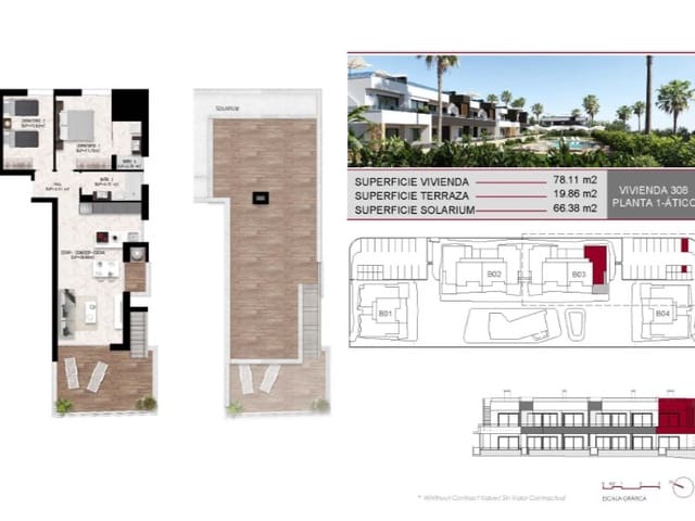 2 bedroom Bungalow for sale in Ciudad Quesada, Rojales with pool - € 339,000 (Ref: 9998527)