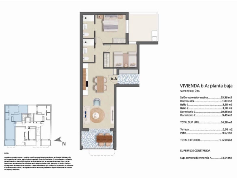 Apartamento de 2 habitaciones en Torre de la Horadada en venta con piscina - 275.900 € (Ref: 9998529)