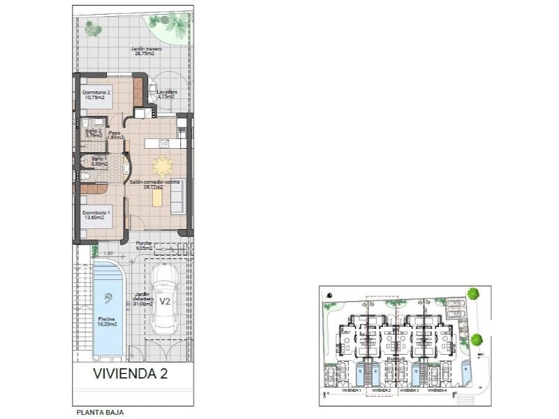 2 soverom Bungalow til salgs i Pilar de la Horadada med svømmebasseng - € 274 900 (Ref: 9998536)