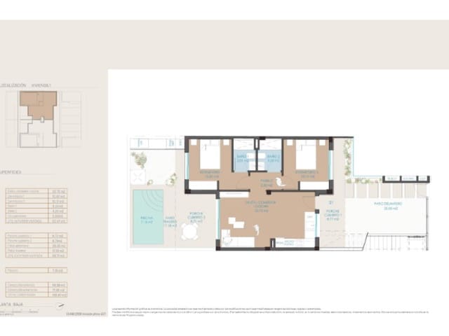 Bungalow de 2 habitaciones en Lo Pagan, San Pedro del Pinatar en venta con piscina - 299.900 € (Ref: 9998539)