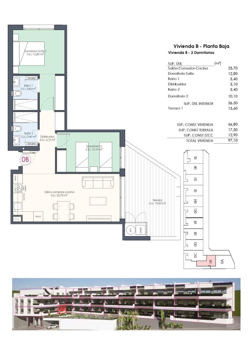 2 chambre Appartement à vendre à Benijofar avec piscine garage - 275 000 € (Ref: 10024319)